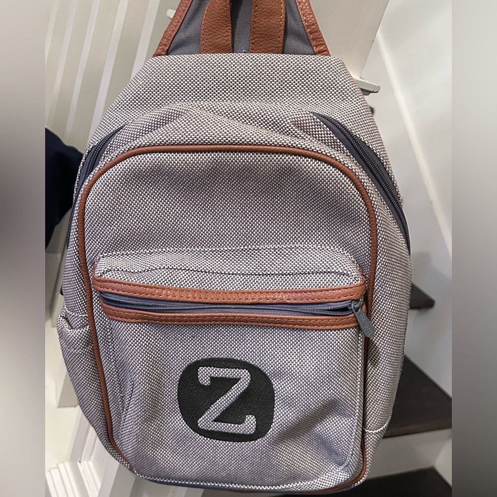 Gray and Brown “Z” letter embroidery unisex sling Backpack lunch bag cooler